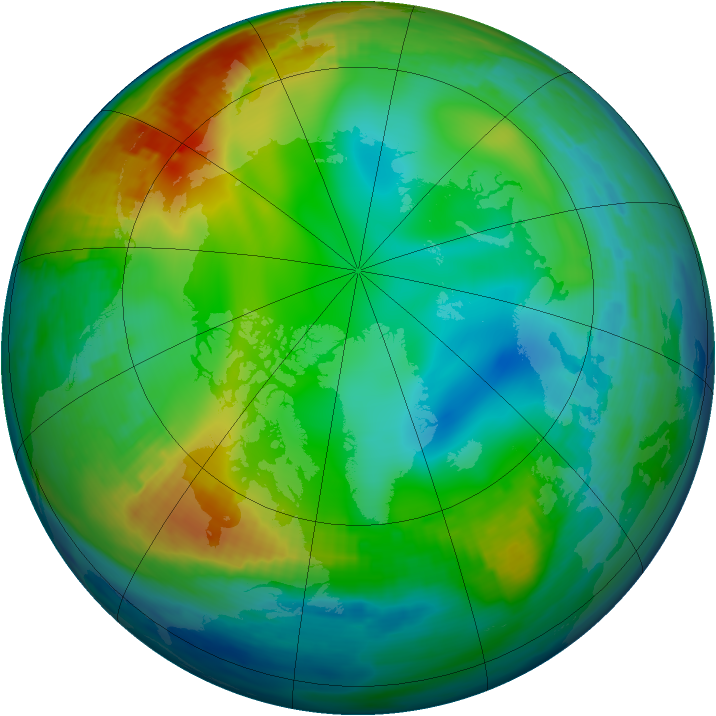 Arctic ozone map for 22 December 1999